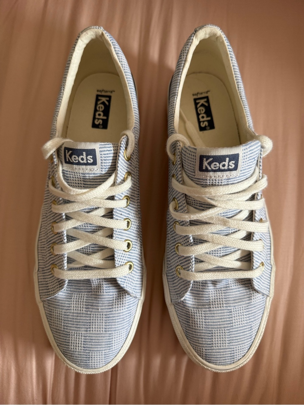 Keds Park Seed White & Blue Stripe Lace-Up Sneakers Size 10 - Picture 2 of 5